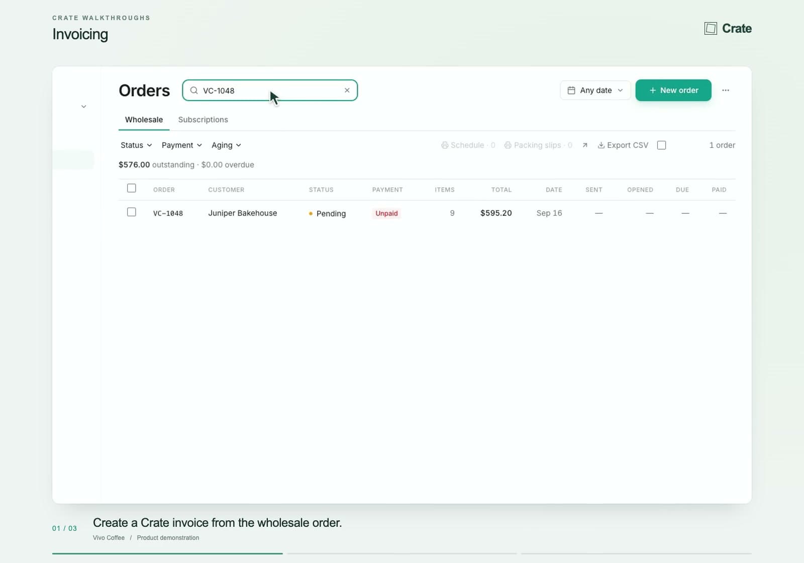 Invoicing in Crate