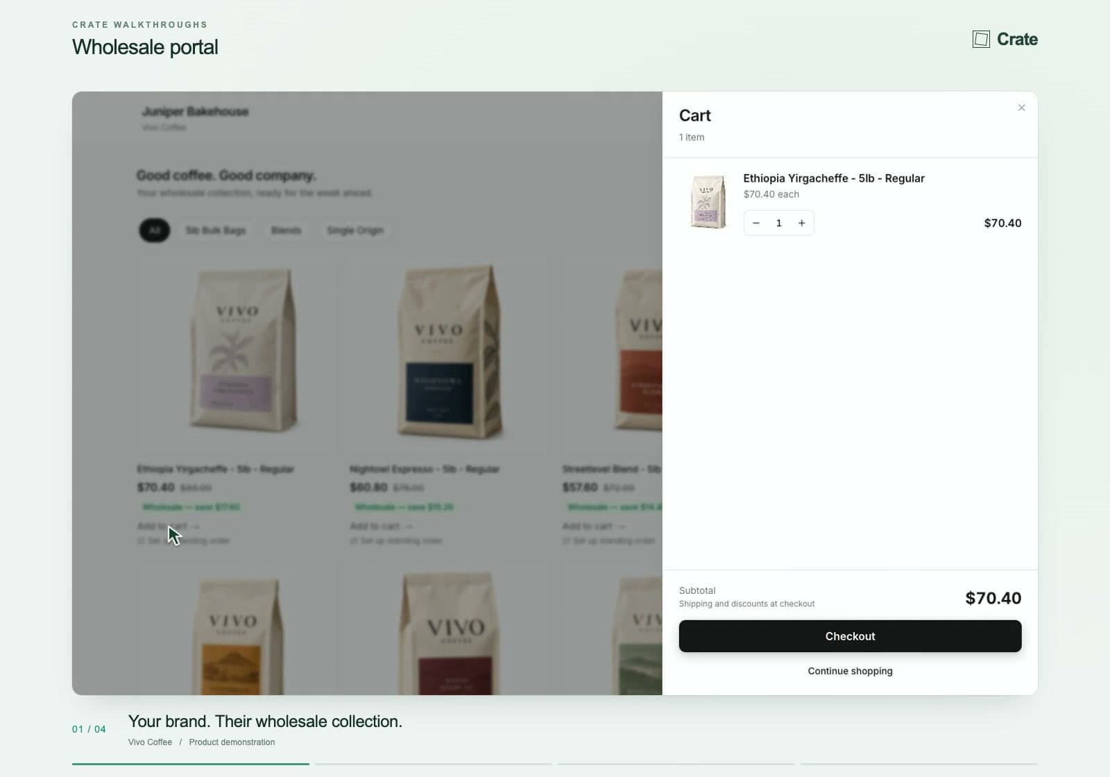 Wholesale portal in Crate